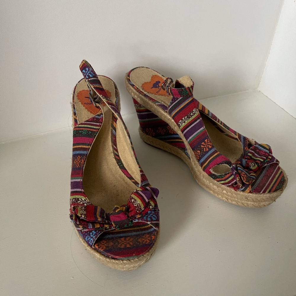 Rocketdog Printed Espadrille Wedge Sandal - Size 9